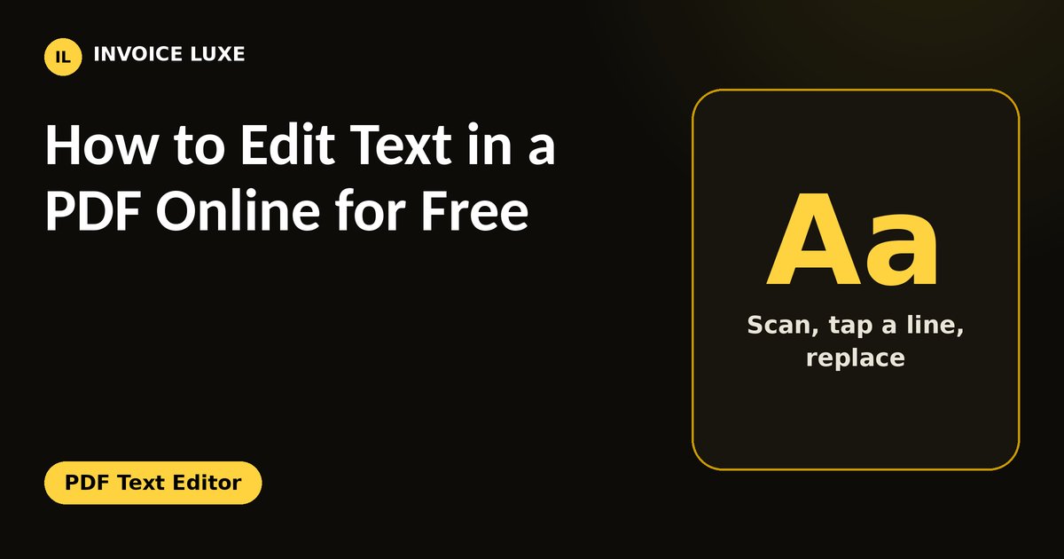 Steps to edit PDF text: upload, scan, tap a line, replace and save