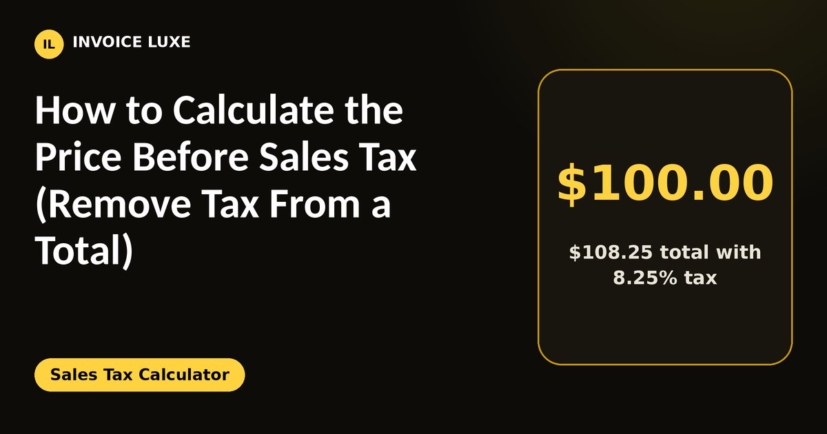 Remove tax formula: total divided by 1 plus the rate